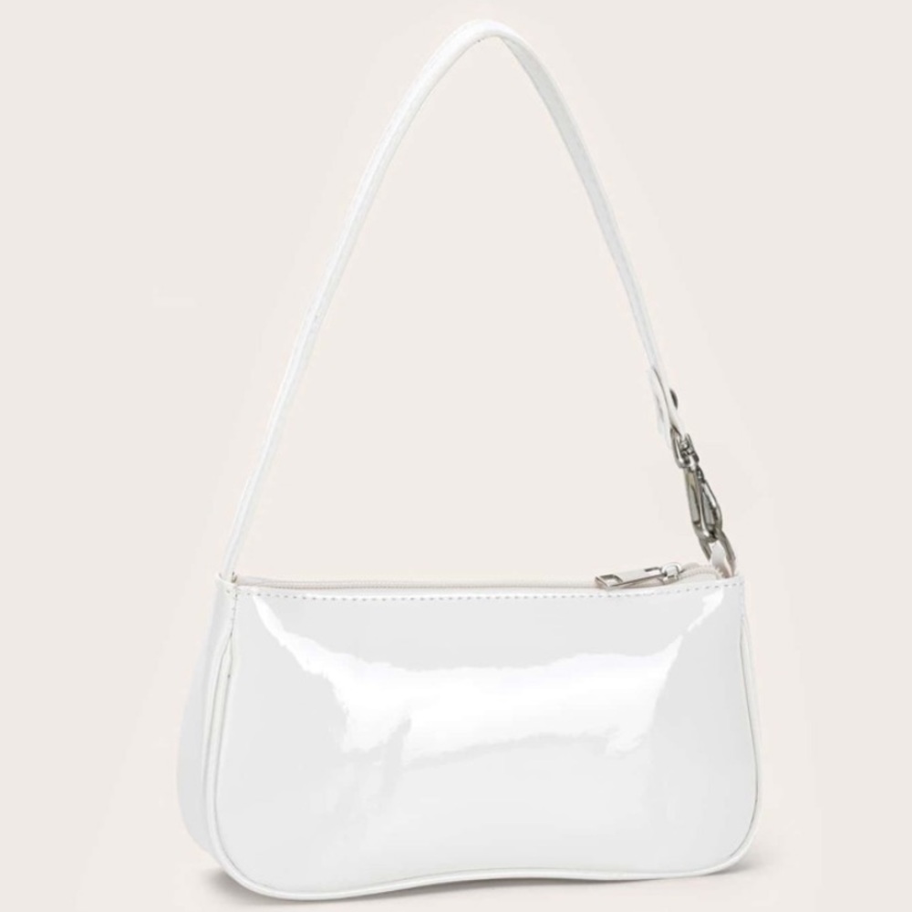FAUX PATENT LEATHER BAGUETTE BAG